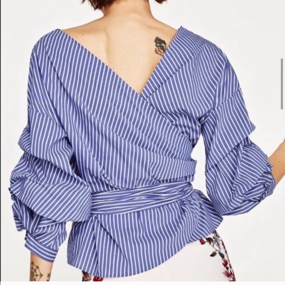 ⚠️ENDING SOON Zara Striped Wrap Shirt in Red - Picture 11 of 11